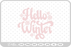 Hello Winter Christmas Quote Reindeer Snow Santa SVG PNG DXF Product Image 1