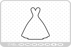 Wedding Dress Outline SVG PNG DXF Product Image 1