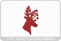 Stag Deer Reindeer Head Shape Silhouette SVG PNG DXF Product Image 1