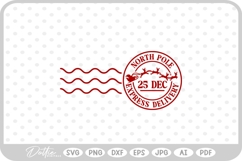 North Pole Christmas Stamp Sticker Postal Package SVG PNG Product Image 1