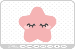 Cute Face Star Shooting Shape Sky Night Space SVG PNG DXF Product Image 1