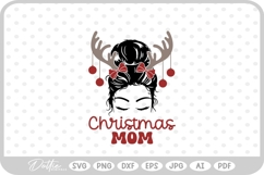 Reindeer Baubles Messy Bun Christmas Girl Mom Antler Bows Product Image 1