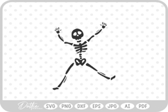 Cute Dancing Skeleton Sketch Drawing Halloween SVG PNG DXF Product Image 1