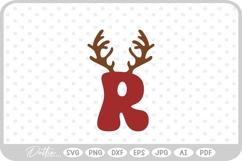 R Festive Christmas Alphabet Letter Antler Santa SVG PNG DX Product Image 1