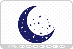 Moon with Stars SVG PNG DXF Product Image 1