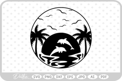 Island and Dolphins SVG PNG DXF Product Image 1