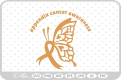 Appendix Cancer Awareness Ribbon Survivor Butterfly SVG PNG Product Image 1