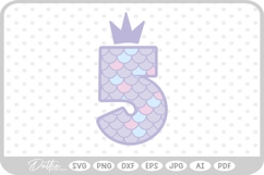 Mermaid Scale Number 5 Five SVG PNG DXF Product Image 1