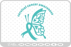 Cervical Cancer Awareness Ribbon Survivor Butterfly SVG Product Image 1