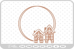 Gingerbread Circle Wreath Border Frame Christmas SVG PNG DXF Product Image 1