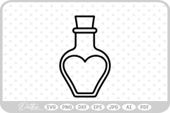 Love Potion Heart Shaped Bottle Valentine's Day SVG PNG DXF Product Image 1