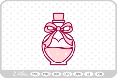 Love Potion Heart Shaped Bottle Valentine's Day SVG PNG DXF Product Image 1