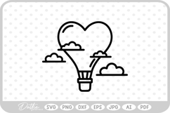 Heart Shaped Hot Air Balloon SVG PNG DXF Product Image 1