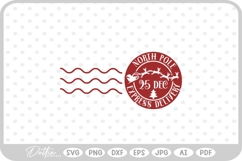 North Pole Christmas Stamp Sticker Postal Package SVG PNG Product Image 1