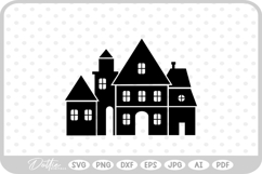 Christmas Town Festive Scene Houses Land SVG PNG DXF Product Image 1