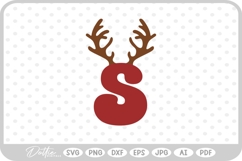 S Festive Christmas Alphabet Letter Antler Santa SVG PNG DX Product Image 1