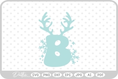 B Festive Christmas Alphabet Letter Antler Santa SVG PNG DX Product Image 1