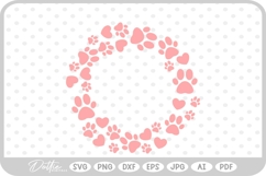 Round Pet Paw Print Border Cat Dog SVG PNG DXF Product Image 1