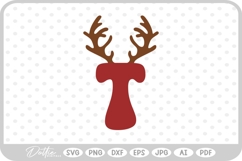 T Festive Christmas Alphabet Letter Antler Santa SVG PNG DX Product Image 1