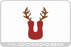 U Festive Christmas Alphabet Letter Antler Santa SVG PNG DX Product Image 1
