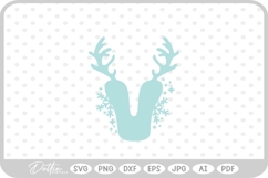 V Festive Christmas Alphabet Letter Antler Santa SVG PNG DXF Product Image 1