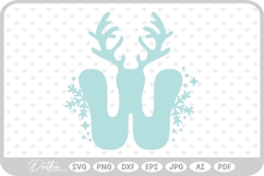 W Festive Christmas Alphabet Letter Antler Santa SVG PNG DXF Product Image 1