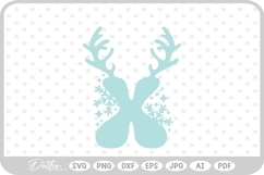 X Festive Christmas Alphabet Letter Antler Santa SVG PNG DXF Product Image 1