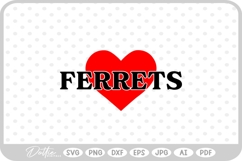 Love Ferrets Pets Heart Animals SVG PNG DXF Product Image 1