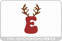 E Festive Christmas Alphabet Letter Antler Santa SVG PNG DXF Product Image 1