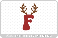F Festive Christmas Alphabet Letter Antler Santa SVG PNG DXF Product Image 1