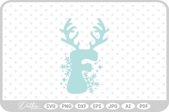 F Festive Christmas Alphabet Letter Antler Santa SVG PNG DXF Product Image 1