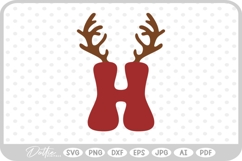 H Festive Christmas Alphabet Letter Antler Santa SVG PNG DXF Product Image 1