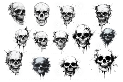 Tattoo skull Procreate stamp pack — realistic, hand-drawn skull brushes for Procreate. Ideal for gothic, horror, Halloween, and tattoo-inspired digital art projects