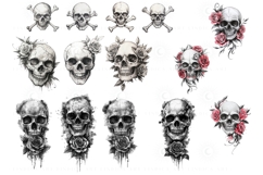 Tattoo skull Procreate stamp pack — realistic, hand-drawn skull brushes for Procreate. Ideal for gothic, horror, Halloween, and tattoo-inspired digital art projects