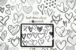 Procreate Heart Stamp Brushes,178 hand-drawn heart brush 001 Product Image 1