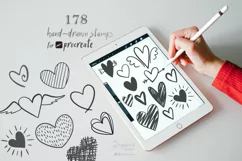Procreate Heart Stamp Brushes,178 hand-drawn heart brush 001 Product Image 5