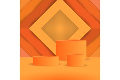 Product stand orange display with abstract geometric design Product Image 1