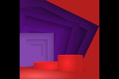 Product stand red display with purple abstract shape design Product Image 2