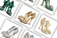 Green Silver Gold Prom Shoes | Watercolour Clipart JPG Product Image 3