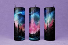 Northern Lights, Watercolor Sublimation Design for Tumbler Product Image 1