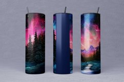 Northern Lights Over Mountain, Watercolor Sublimation Design Product Image 2