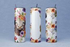 Highland Cow in Flowers Sublimation Tumbler Design Product Image 2