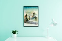 Minimalist Wall Art, Watercolor Pine Forest,Printable Poster Product Image 2
