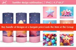 Cute blue pink 3D tumbler design, 20 Oz tumbler wrap PNG Product Image 2