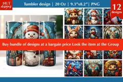 Stained Glass Snowman tumbler, Christmas tumbler sublimation Product Image 2