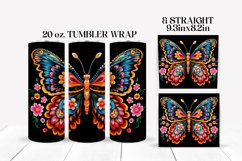 Floral Butterfly Tumbler Wrap Sublimation Design Product Image 1
