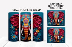 3D Sublimation Tumbler Wrap | 3D Elephant Sublimation Design Product Image 1