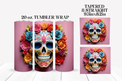 3D Skull Tumbler Wrap Bundle | 3D Floral Sublimation Product Image 6