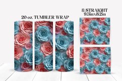 3D Roses Tumbler Wrap Sublimation Design Product Image 1