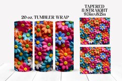 3D Flowers Tumbler Wrap |Daisy Sublimation Design Product Image 1